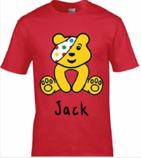 Personalised Pudsey Children In Need Red T shirt 3 years -2XL New
