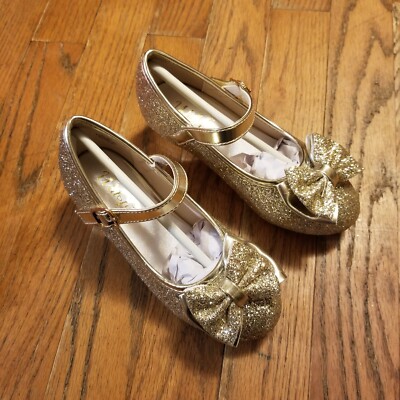 girls gold dress shoes Gold Leather Girl T-Bar Shoes