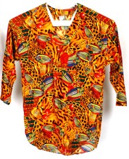 Tactics Sports Yellow Orange Fish and Chain Design Shirt Top Size X-Large