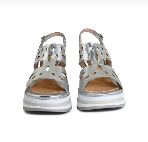 KEYS SANDALI CON ZEPPA DONNA K-11022 ARGENTO LEGGERE COMODE CASUAL DAL 35 AL 40 - Imagen 2 de 3