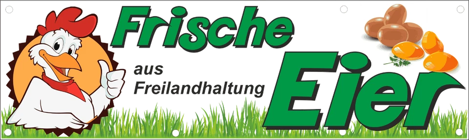 Banner "frische Eier" Freilandhaltung Hofverkauf Markt 200x60cm
