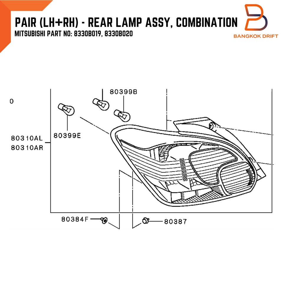 LED TAIL LAMP REAR LIGHT FOR MITSUBISHI MIRAGE HATCHBACK SPACE STAR A03A 16-19 - Image 2 of 4