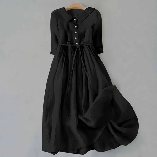 ¡Vestidos largos informales para mujer con botones de lino de algodón vestido caftán talla grande! - Imagen 9 de 35