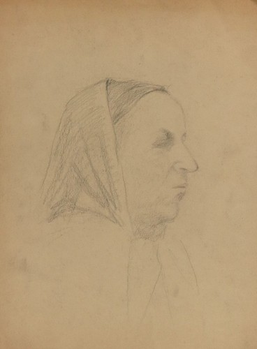 Antico disegno a matita ritratto donna - Foto 3 di 17