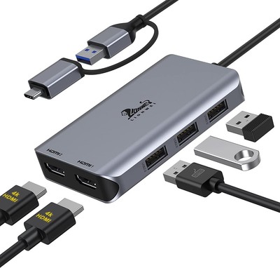 USB 3.0 to Dual HDMI Docking Station for Windows macOS USB C USB 3.0 Adapter