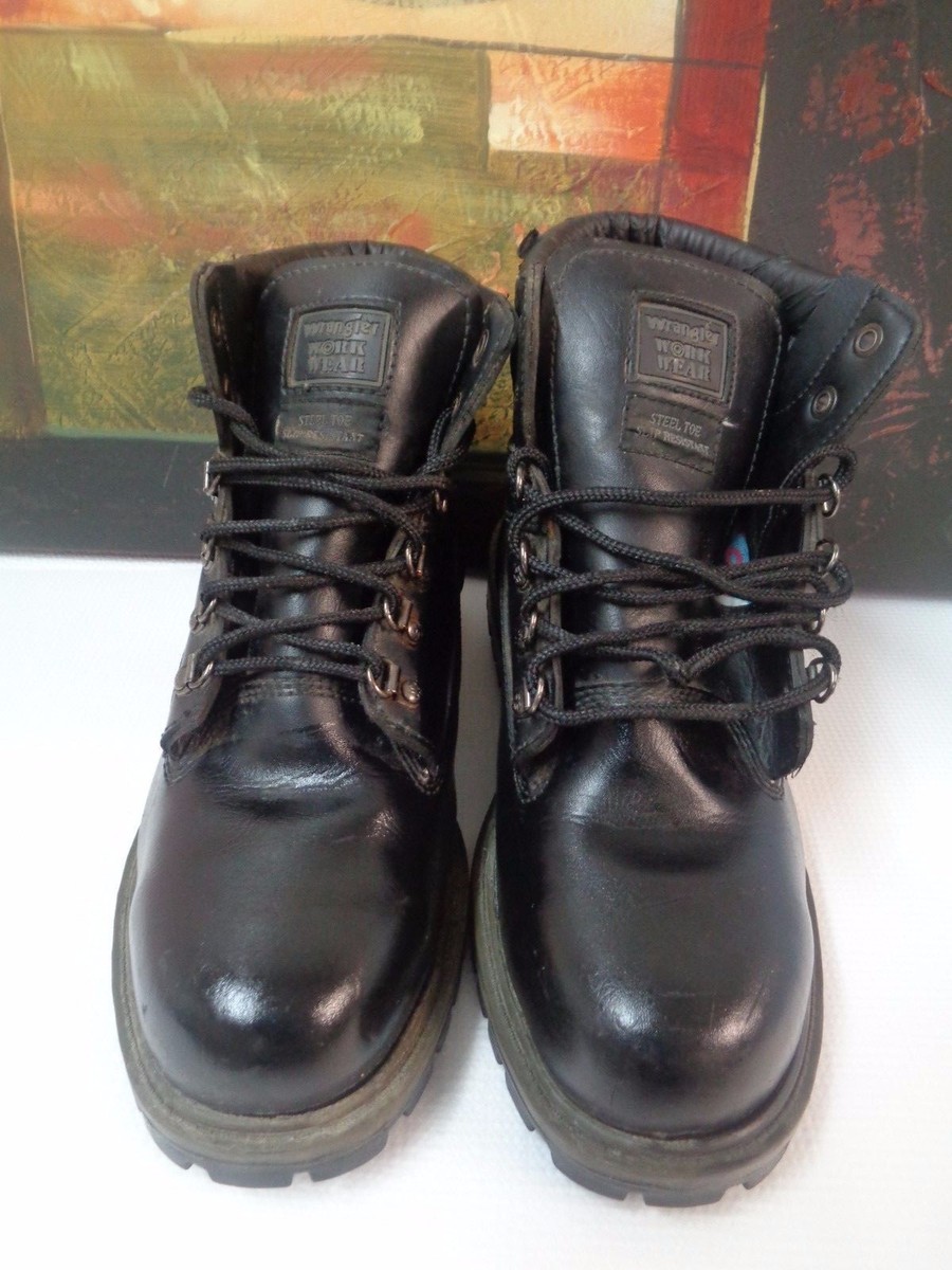 Vintage Wrangler Work Steel-toe Boot Men size 9.5 D Black  display picture 1