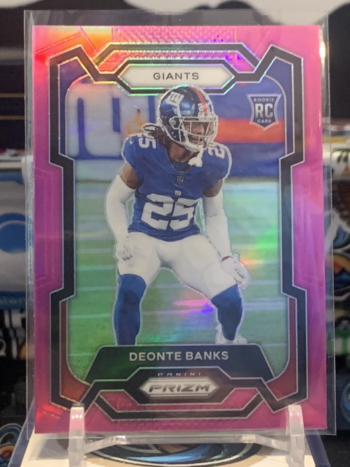 2023 Prizm Football Deonte Banks Pink Prizm Auto Rookie RC NY Giants #376 6C