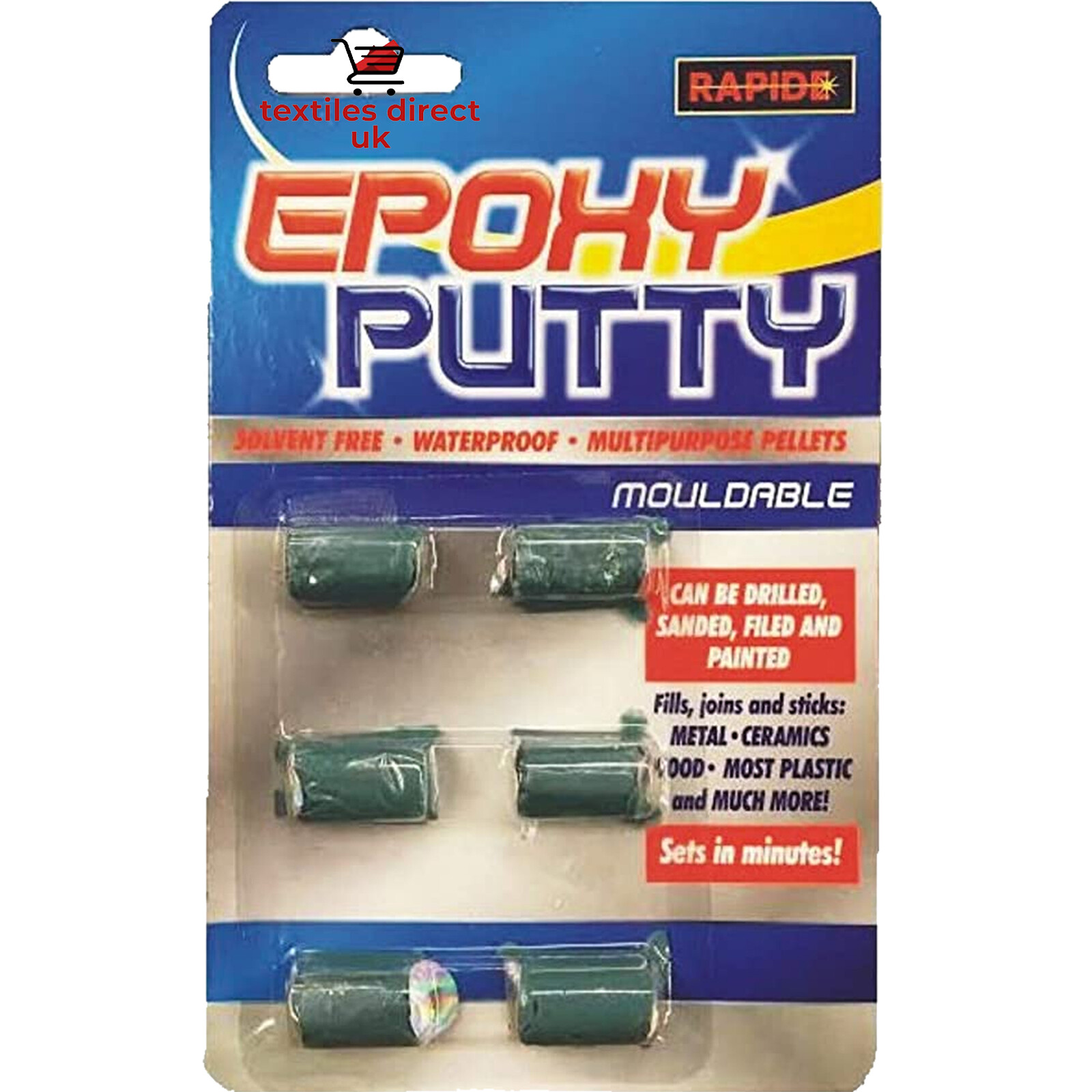 PACK OF 6 x 5g EPOXY PUTTY WATERPROOF MOULDABLE REPAIR FILL WOOD METAL