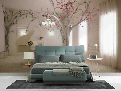 3D Room Piano Floral Tree Wall Murals Wallpaper Murals Wall Sticker Wall 139 - Image 1 of 4