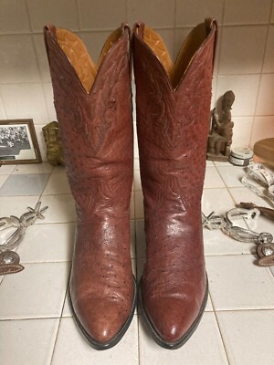RARE CUSTOM SPECIAL EDITION McCREEDY SCHREIBER LUCCHESE WINE OSTRICH BOOTS 11 D LUCCHESE WINE OSTRICH BOOTS RARE CUSTOM SPECIAL EDITION  main image 2