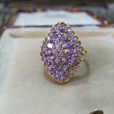 925 Sterling Silver Ring, Rose De France Amethyst Ring, Size Q US 8, Gold Over