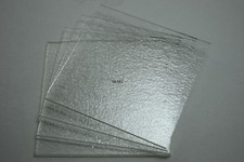 1101.50 - 4 PIECES CLEAR 2" x 2" BULLSEYE THIN 2mm GLASS TILES 90 COE COMPATIBLE