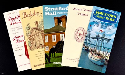 1960s-70s Historic Colonial Virginia Vintage Travel 5 Brochures Lot Jamestown