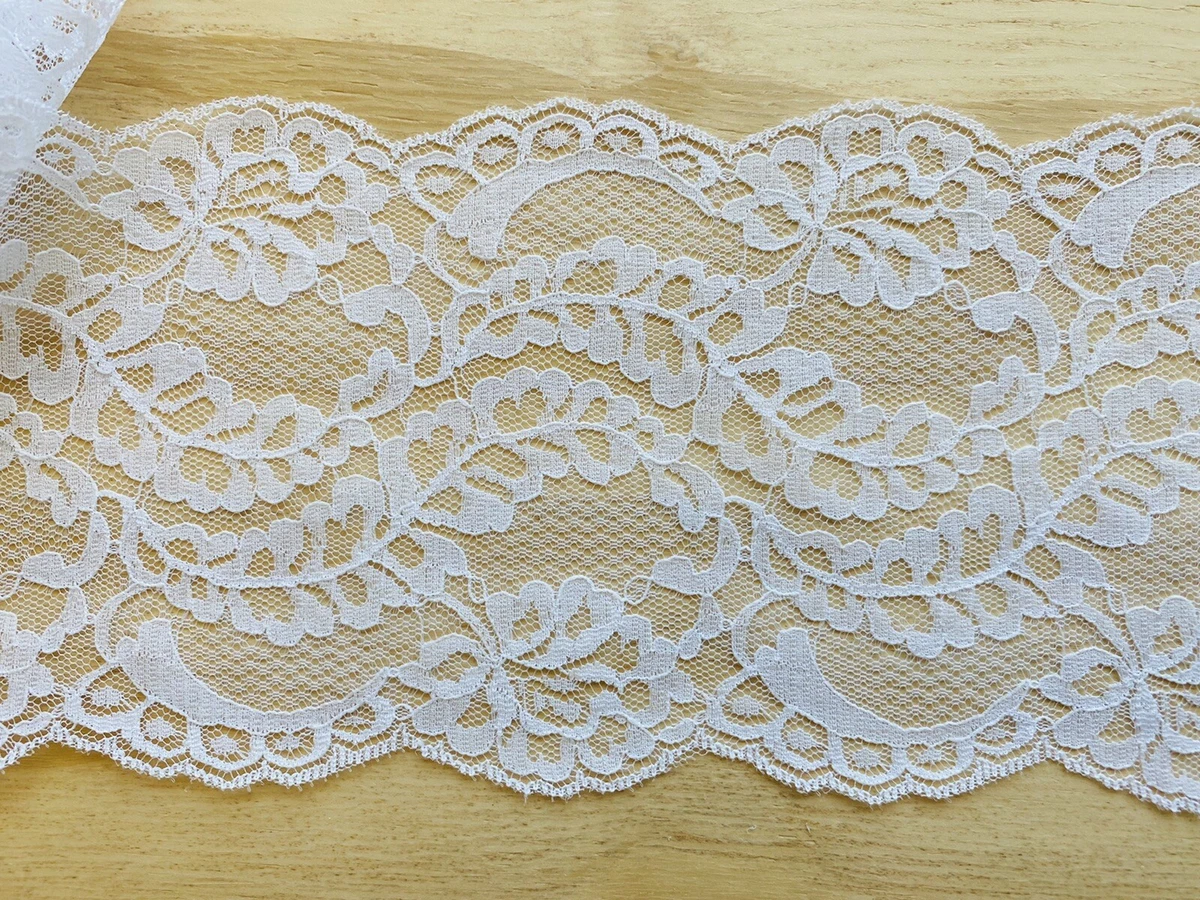 2 Yards White Double-edged Ribbon Lace Trim for Sewing/Crafts/Bridal/4.5  Wide