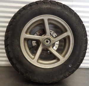 02-04 Yamaha Zuma 50 YW50R front wheel rim w/ tire 4VP-F5168-00-1V