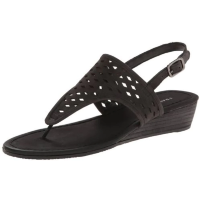 Franco Sarto Women's Charlize Sandal - Ankle Strap Wedge, Buckle Closure, Man-Made Materials