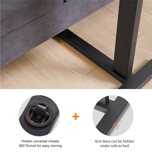 Adjustable Overbed Bedside Table w/ Mute Wheels C-Shaped Mobile Sofa Side Table - Picture 10 of 12