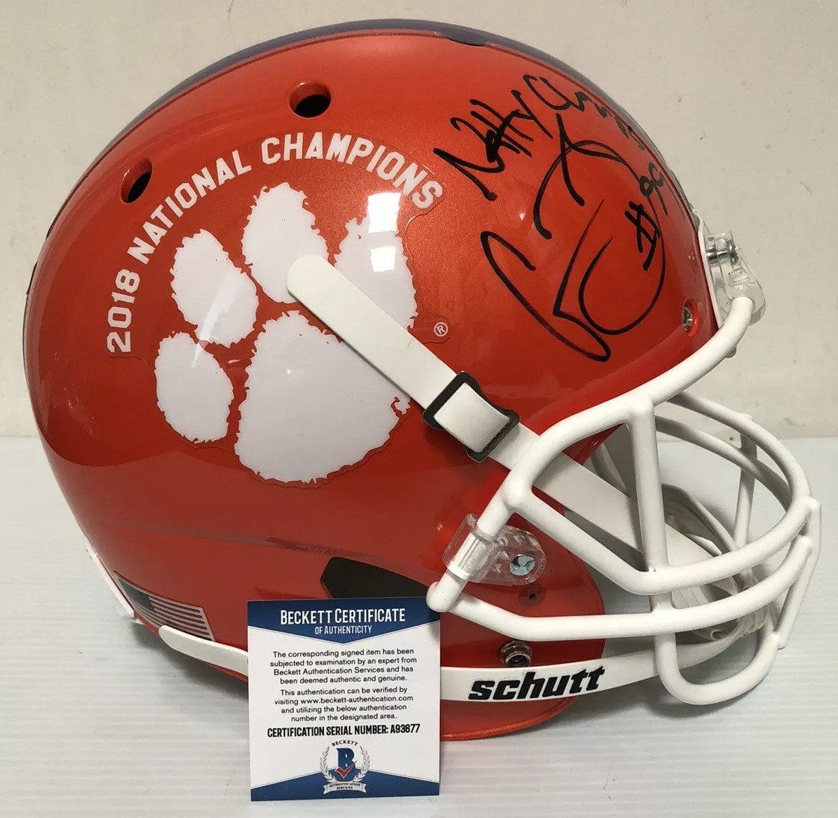 clemson football helmet 2018 Clelin Ferrell Signed Clemson National Championship 2018 Helmet Beckett COA  1