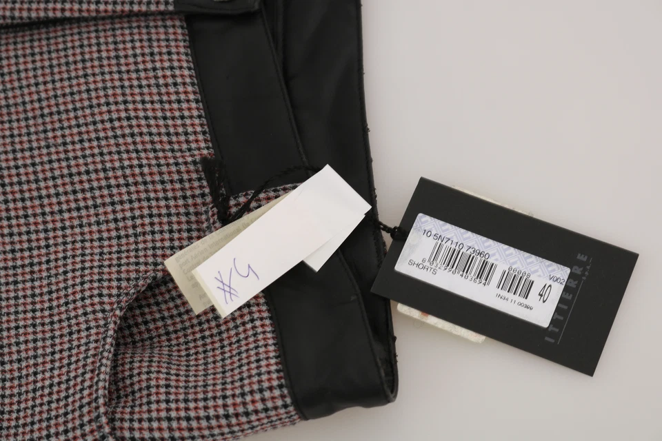 C'N'C COSTUME NATIONAL Shorts Plaid Black Leather Waist Mini IT40/US6/S RRP $200 - Image 3 of 4