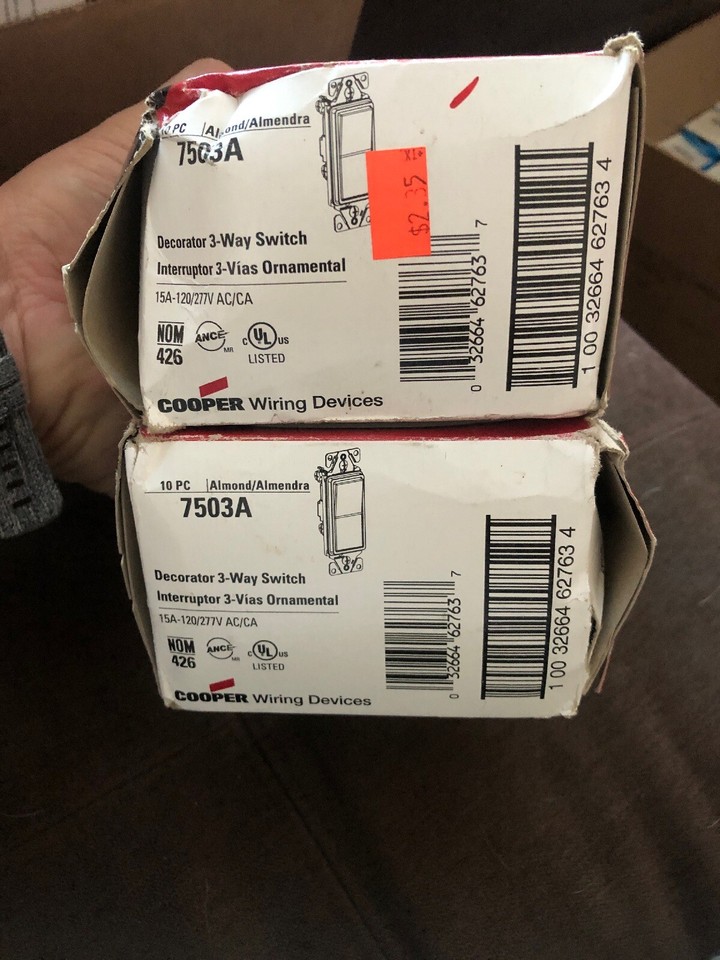 10 Cooper RESIDENTIAL 3-Way Decorator Rocker Wall Light Switches 15A ...