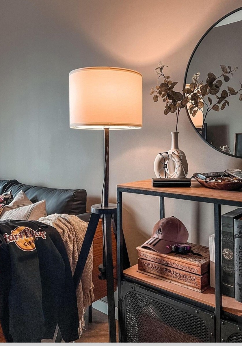 Ikea LAUTERS Floor Lamp Modern Solid Wood, Brown Ash/White