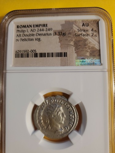 Philip The 1st A.D.244=249.AR.DOUBLE=DENARIUS SILVER NGC HIGH GRADE ANCIENT... - Picture 3 of 12
