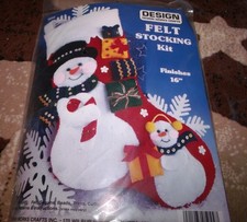 Design Works Felt Jewel Stocking Kit SNOWMEN WITH PRESENTS 16"