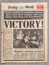 DAILY MAIL NEWSPAPER, FALKLANDS WAR, JUNE 15th 1982, VICTORY AGAINST ARGENTINA