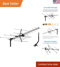 Yagi Outdoor Antenna - Up to 200 Mile Range, Includes Mounting Equipment