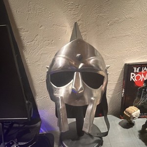 Medieval Decorative Spiked Silver Metal Helmet Reproduction w/ Strap
