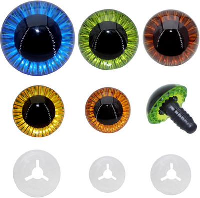 50Pcs 5Size 5Colors - 11/13/17/19/23MM Safety Eyes Plastic Craft Eyes with Wa...