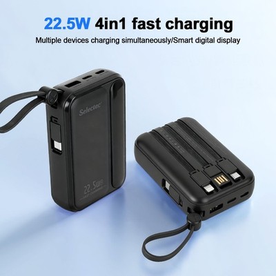 Portable Charger 30000mah Power Bank 22.5W PD Cell Phone Portable Power 4 CABLES