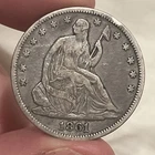 Civil War Era 1861 P Liberty Seated Silver Half Dollar - 50C