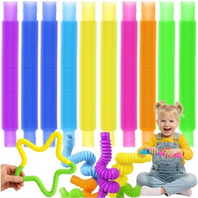 Kinder Spielzeug Sensorik Röhren 10er Set bunt flexibel Montessori Anti-Streß