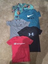 Boys Lot Of 5 Shirts, Size Youth Medium, Under Armour, Nike, Champion