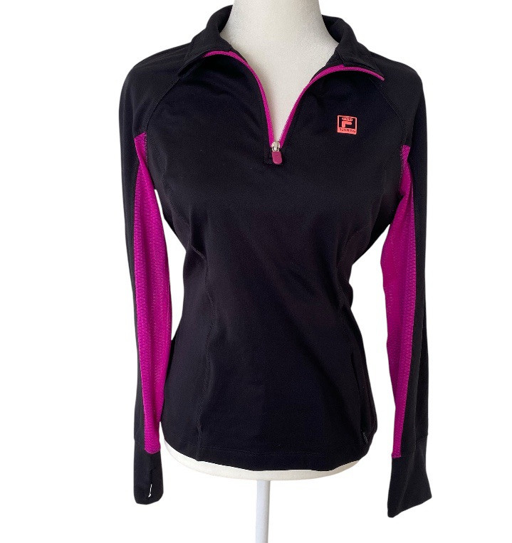 Giacca Fila Sport Running 1 4 Zip Performance Track Nero Viola Donna Medium