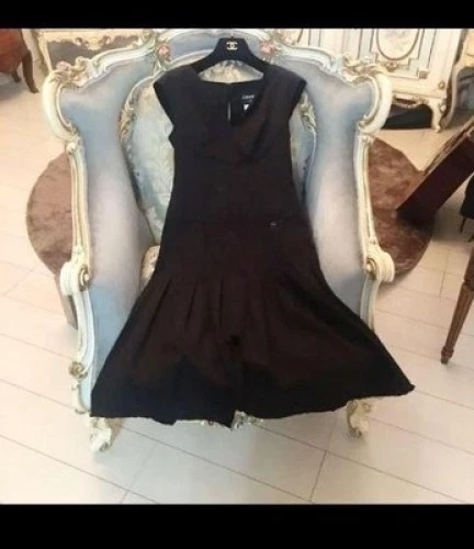 Autentico abito CHANEL manica corta cotone colore nero taglia 34 donna