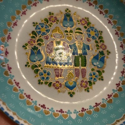 Anna Steinbock Email Studio Austria Petite Enameled Tray/Trinket Floral/Heart