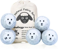Wool Dryer Balls Organic XL 6-Pack, 100% New Zealand Chemical Free Grey Sheep 