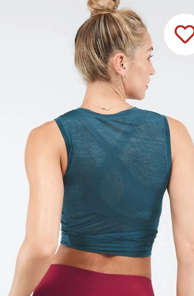Fabletics Ryan Tie Up Crop Tank Top BNWT Teal Size L - Image 4 of 4