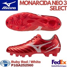 Mizuno Soccer Cleats MONARCIDA NEO 3 SELECT P1GA252560 Ruby Red / White WIDE NEW