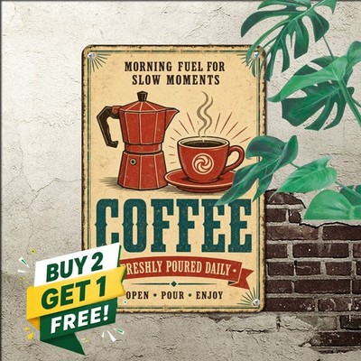 A Good Day Begins With Coffee Tin Sign 8x12 Rustic Morning Kitchen Metal Art