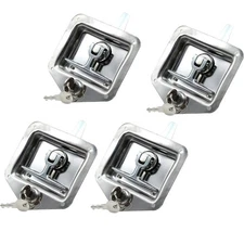 4 Pack T-handle Tool Box Lock Latch Handle Truck Trailer Stainless Steel+8 Key