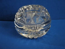 HEAVY ROUND CUT GLASS MASTER OPEN SALT CELLAR w/DIAMOND PATTERN UNDER the RIM