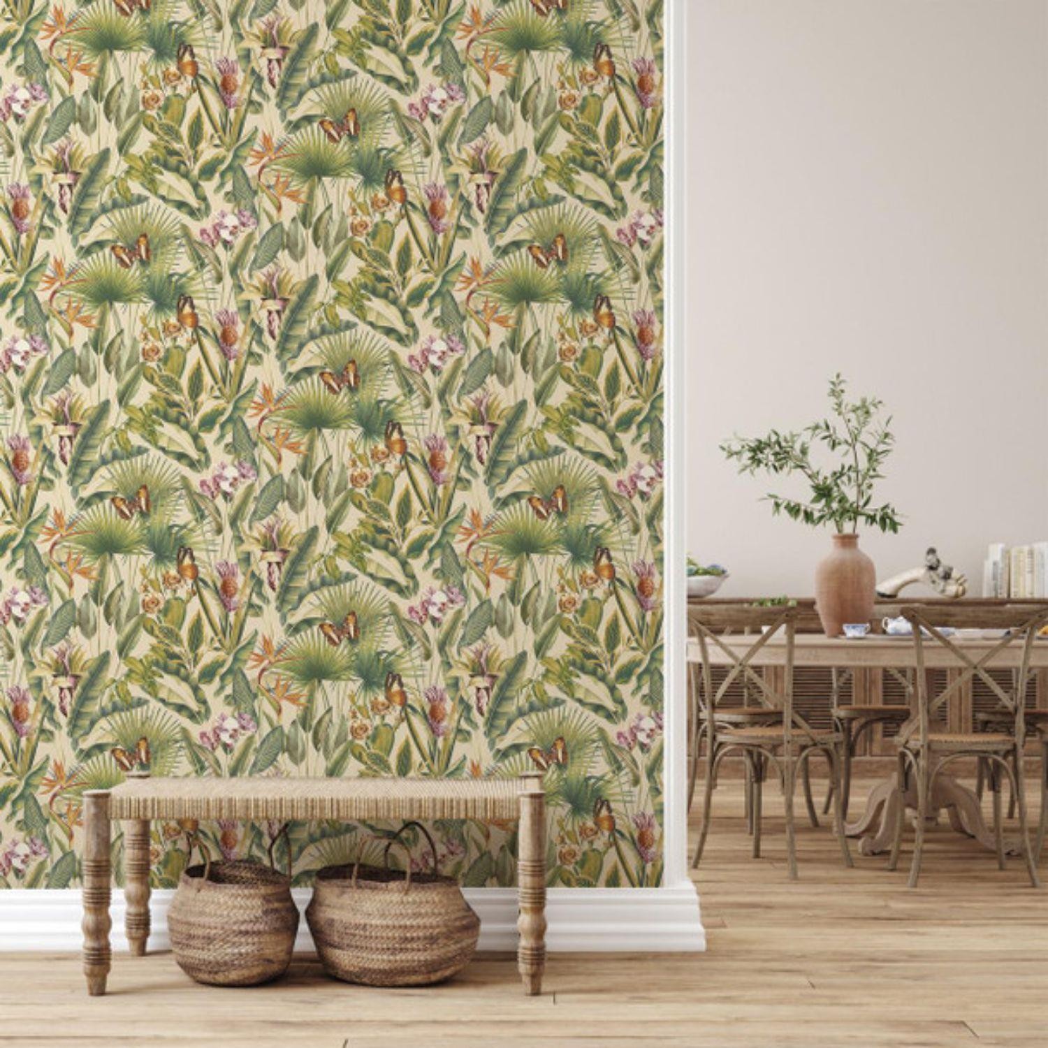 Cream Botanical Wallpaper Heavyweight Vinyl Paste The Paper Rasch Luxury