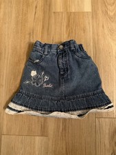 Vintage Barbie Denim Jean Skirt Girls Size 5 Y2K Embroidered Kids 5T