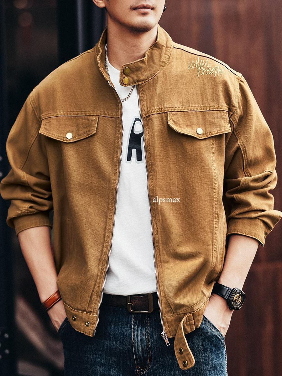 Retro Workwear Jacket Men Spring Trendy Loose Casual Multi Pocket Outwear Jacket