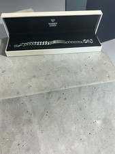 Warren James Rhodium Curb Link Bracelet - Heavy Solid Design - 100% Genuine