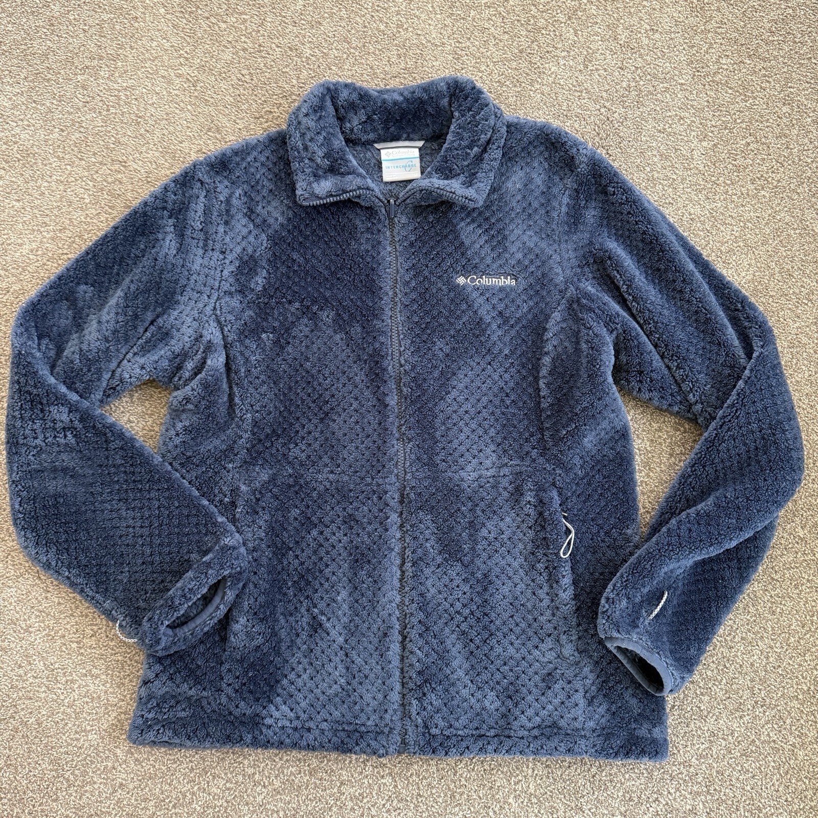 Columbia Blue Soft Fleece Jacket Women’s Medium Coat EUC