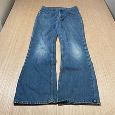 Vintage 60s 70s Flare Jeans Medium Wash Bell Bottoms Distressed 28x31